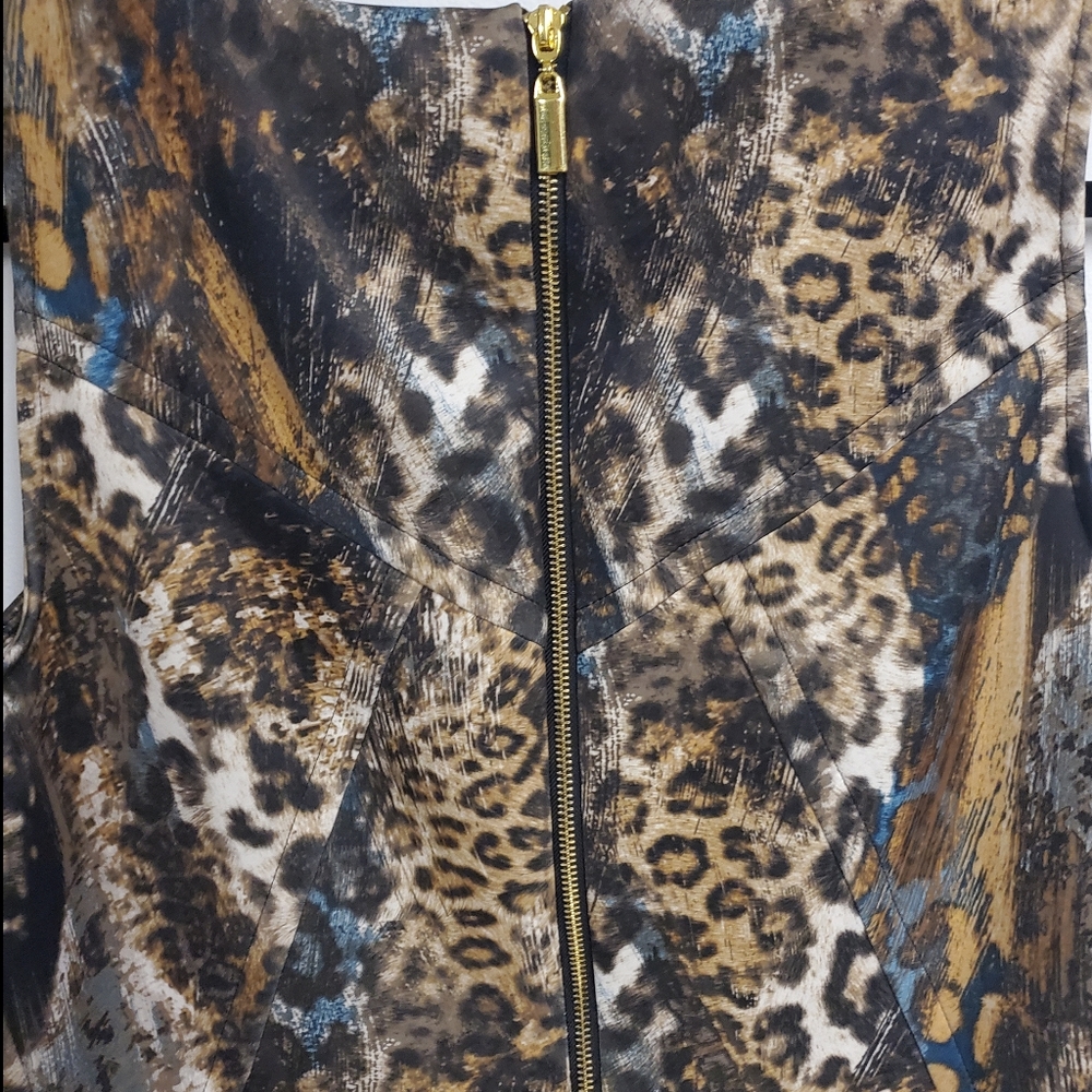 Jennifer Lopez Animal Print Sheath Dress Brown - Picture 6 of 7